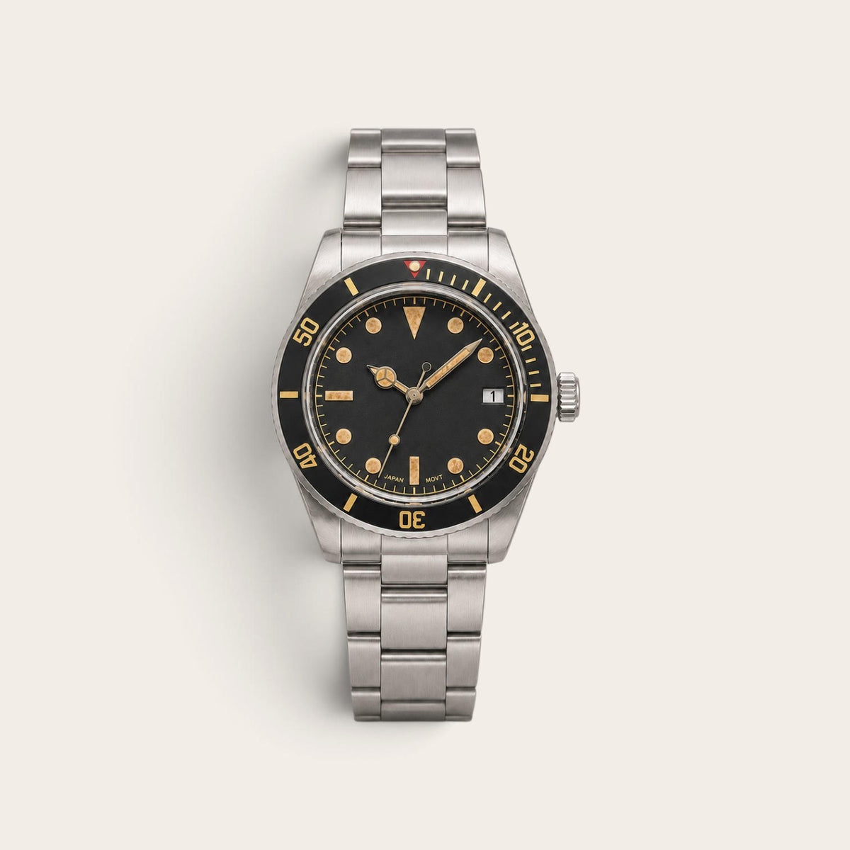 39mm Vintage Black-Bezel Automatic Dive Watch – NH35
