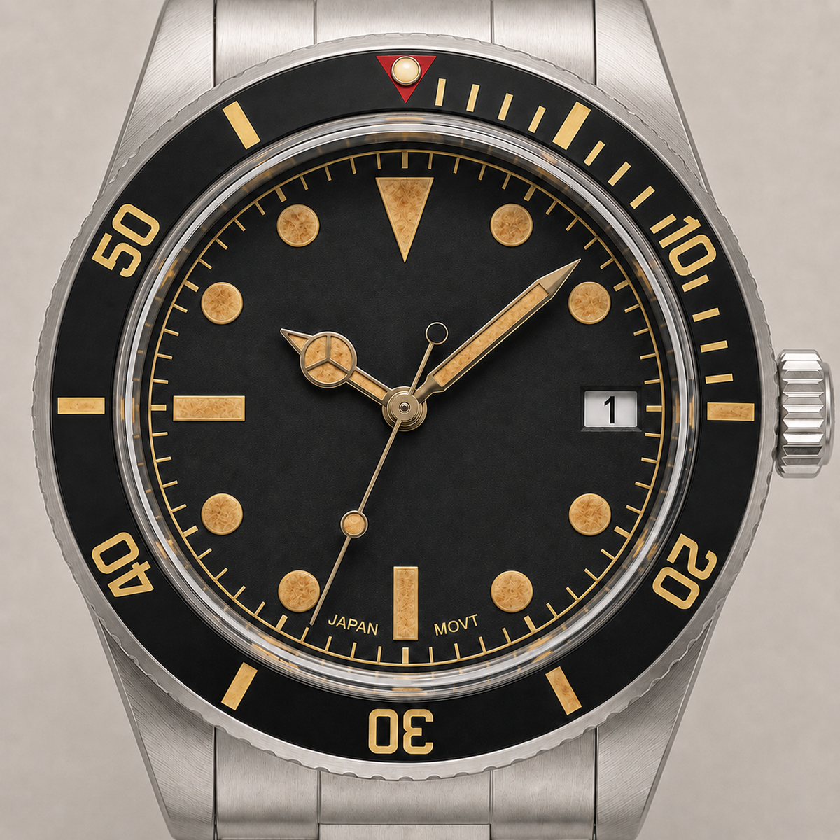 39mm Vintage Black-Bezel Automatic Dive Watch – NH35