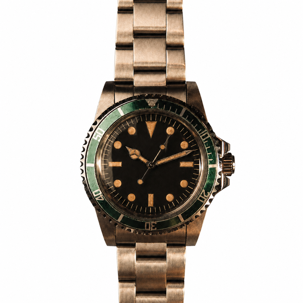 39.5mm Vintage Green-Bezel Automatic Dive Watch – NH35