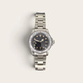 Front view of the NH35 dive watch with faded ghost bezel and aged black dial