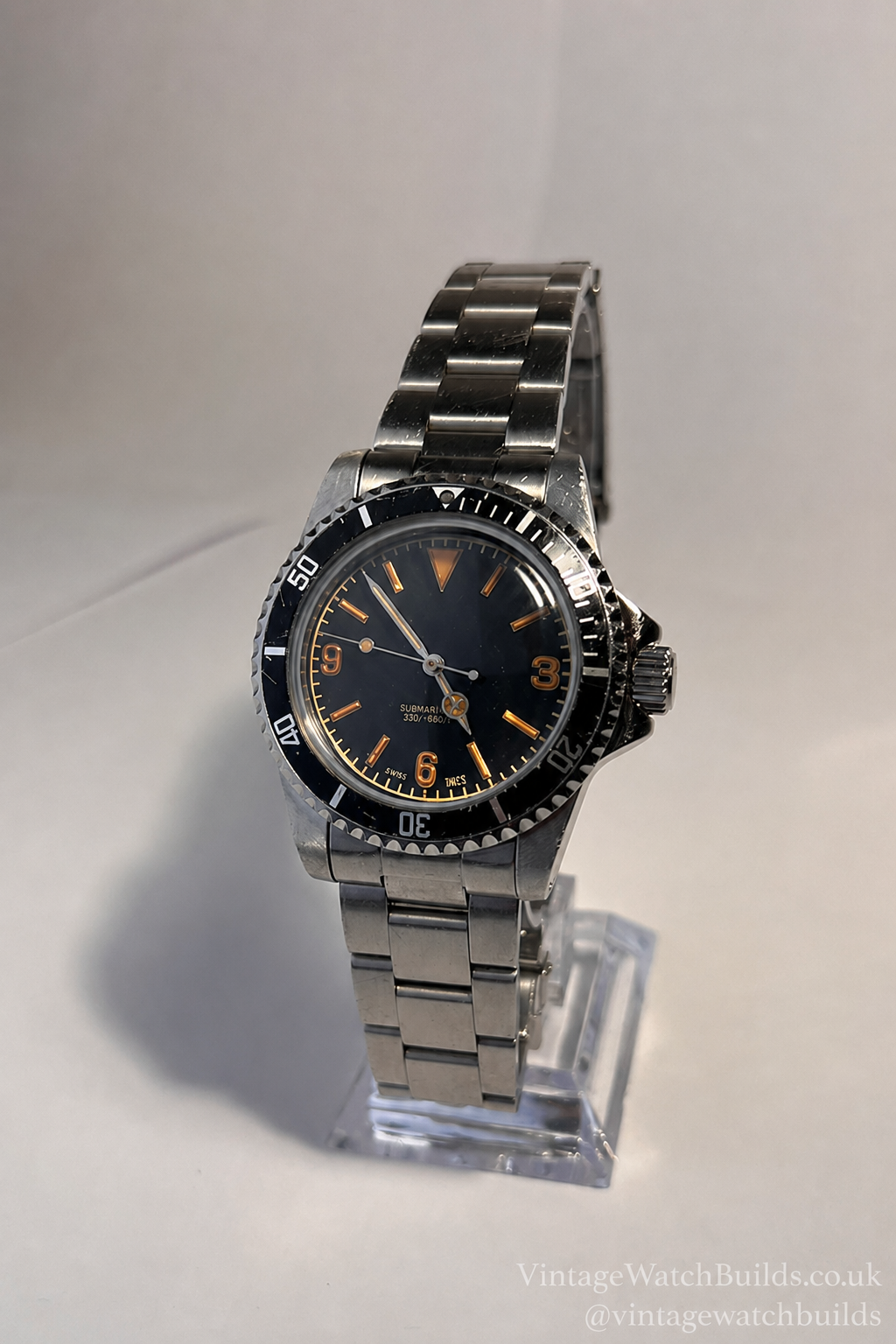 Full view of the NH35 vintage 369 automatic dive watch